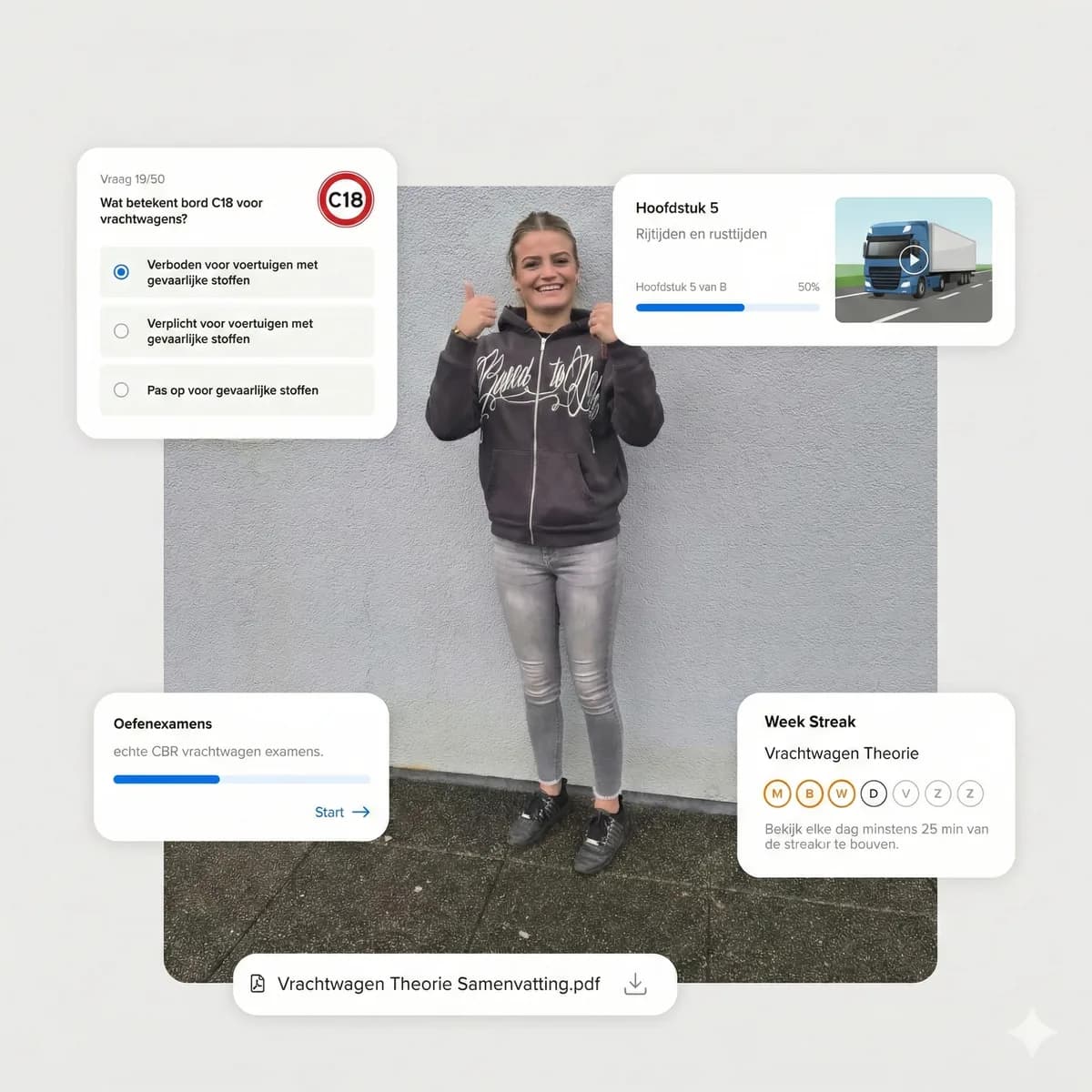 Geslaagde cursist met duimen omhoog